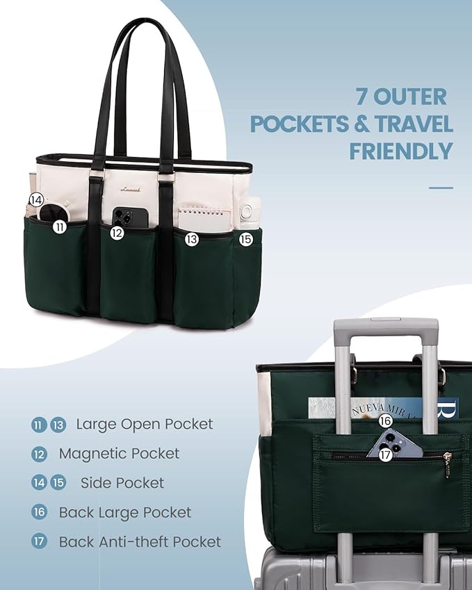 LOVEVOOK Work Tote Bag for Women, Teacher Tote Bag Nurse Bag With Large Cup Holder, Large Computer Purse Handbag, On The Go Tote Carryall - Image 4