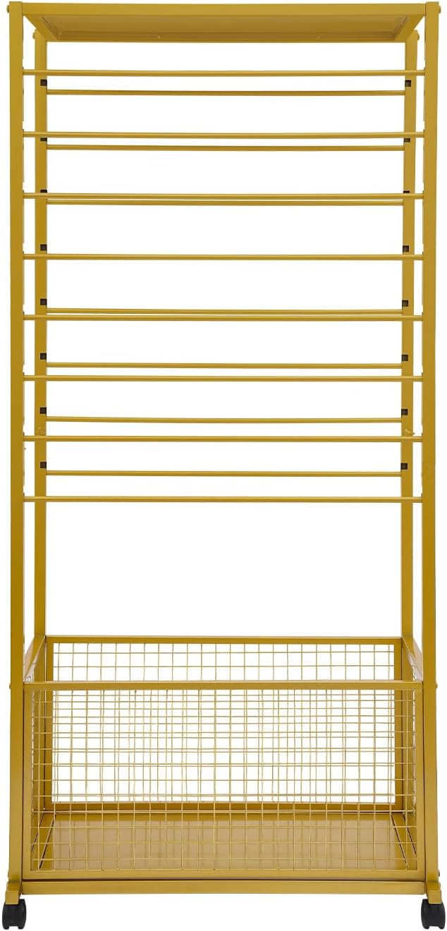 16 Tier Ribbon Holder Organizer Rack for Craft Room, Ribbon Display Stand with Lockable Wheels, Multifunctional Ribbon Storage Flower Gift Wrap Organizer for Flower Shop, Cake Shop (Gold) - Image 2