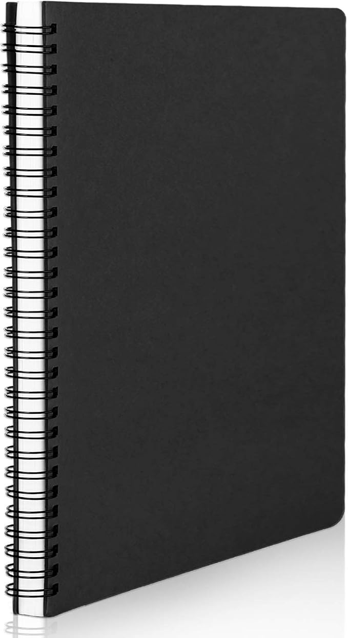 EUSOAR Spiral Notebook, A5 1pack 160 Pages 5.5"X8.3" Black College Ruled Hardcover Lined Travel Writing Subject Notebooks Journal, Memo Notepad Sketchbook, Students Office Business Diary Book Journal by EUSOAR