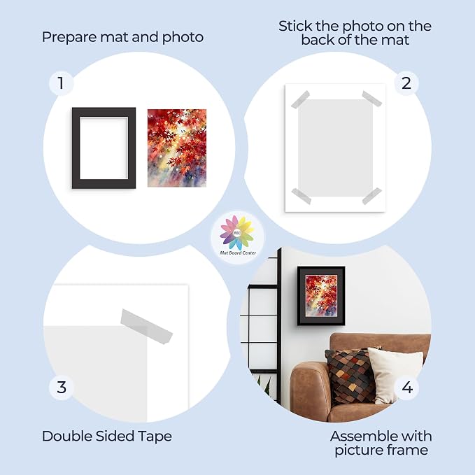 Mat Board Center 25 Pack 11x14 Picture Mat for 8.5x11 Photo Black | Fits 8.5x11, White Core, Acid Free, 4-Ply Thick, Photo, Art, Poster or Print Display - Image 5