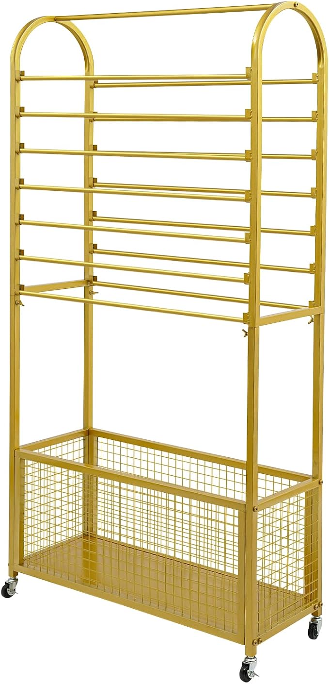 Ribbon Holder Organizer Rack, 15-Layer Ribbon Holder with Wheels | Double-Sided 15-Layer Ribbon Holder with Wheels, Wrapping Paper Ribbon Display Rack Storage Shelf for Craft Room - Image 6