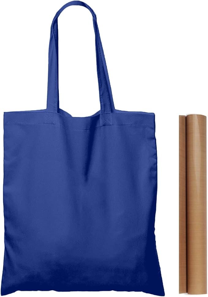 NPBAG 15 Pack 15'' X 16'' Blue Cotton Tote Bags, Lightweight Blank Bulk Cloth bags with 1pc of PTFE Teflon Sheet by NPBAG
