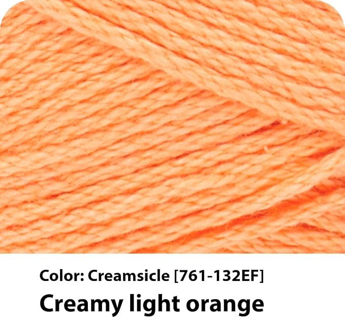 Lion Brand 24/7 Cotton Yarn, Yarn for Knitting, Crocheting, and Crafts, Creamsicle, 3 Pack | Light Worsted 100% Mercerized Cotton Yarn for Crochet, Knitting, Craft, 185 Yards of Natural Fiber for Tees, Bags, Dishcloths - Image 2