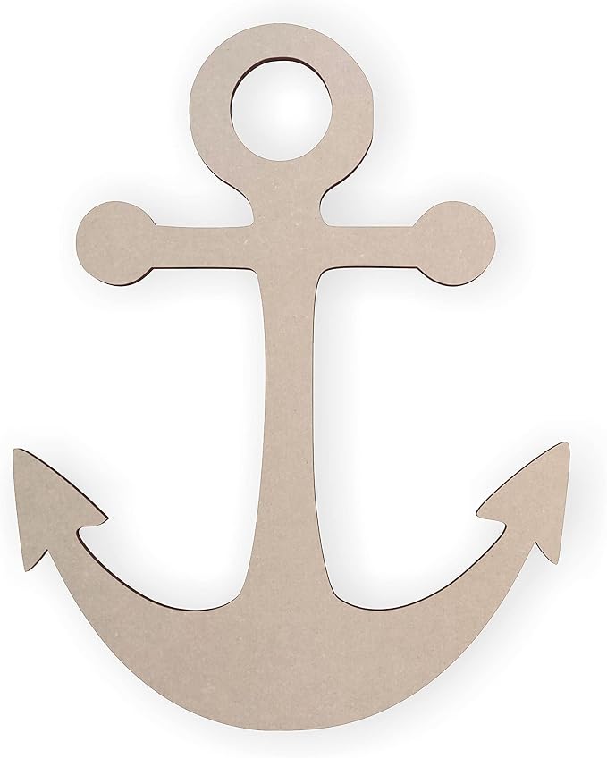 Jess and Jessica Wooden Anchor Wall Art 6 Inches – Home Decor Accent for Wall Hanging and DIY Crafts, Unfinished MDF Anchor Wood Cutout for Living Room, Bedroom or Nautical Seaside Decor by JessandJessica-HMv1