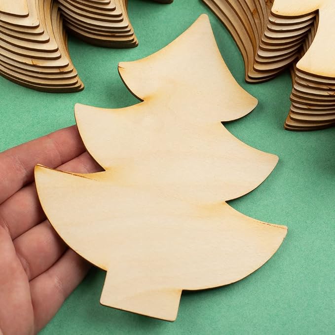 Pack of 24 Unfinished Wood Evergreen Tree Cutouts by Factory Direct Craft - Wooden Tree Blank DIY Shapes for Holiday Decorating and Christmas Displays (Size: 6-1/2" H x 5" W) - Image 3