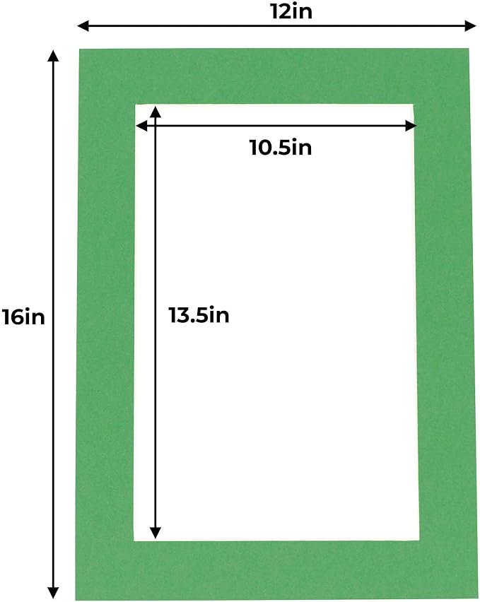11x14 Mat for 12x16 Frame - Precut Mat Board Acid-Free Show Kit with Backing Board, and Clear Bags Bright Green 11x14 Photo Matte For a 12x16 Picture Frame Matboard for Framing, Pack of 25 Mats - Image 4