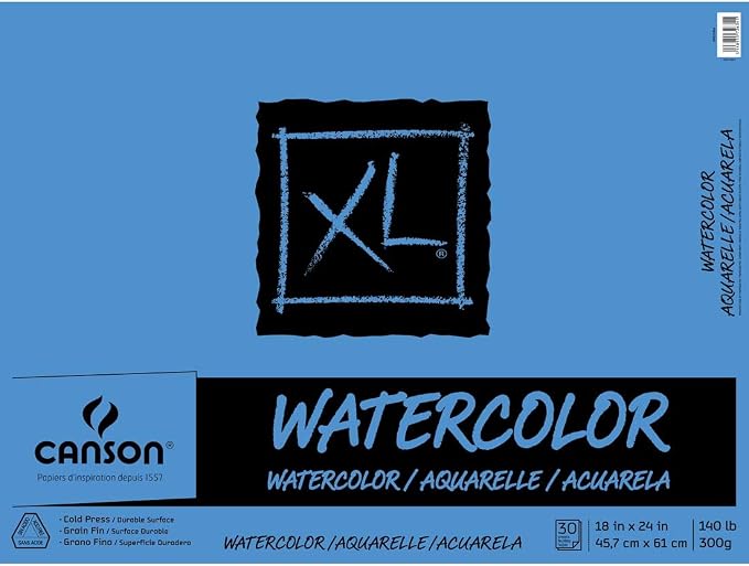 Canson XL Series Watercolor Pad, Heavyweight White Paper, Foldover Binding, 30 Sheets, 18x24 inch by Unknown
