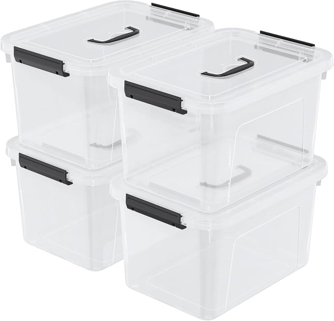 20 Quarts Plastic Storage Latches Box with Lid, Clear Latching Storage Bin, 4 Packs - Image 7