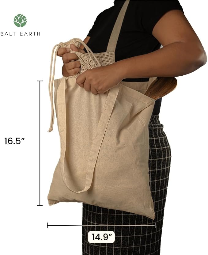 Salt Earth 5|6|12|24|48|100|200 Pack ToteBags Bulk Reusable Totes Grocery Shopping Cloth Bags DIY Promotion Gift Beach Travel - Image 5