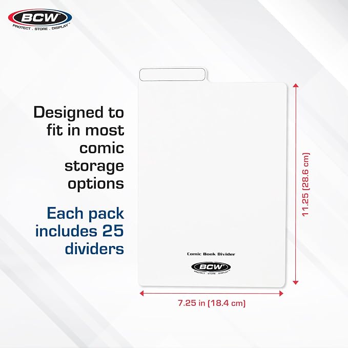 BCW Comic Dividers - 25 White + 1 Printed Index Divider | Archival Polyethylene Plastic | Organize Comics in Storage Boxes | Write-On Index Tab - Image 3