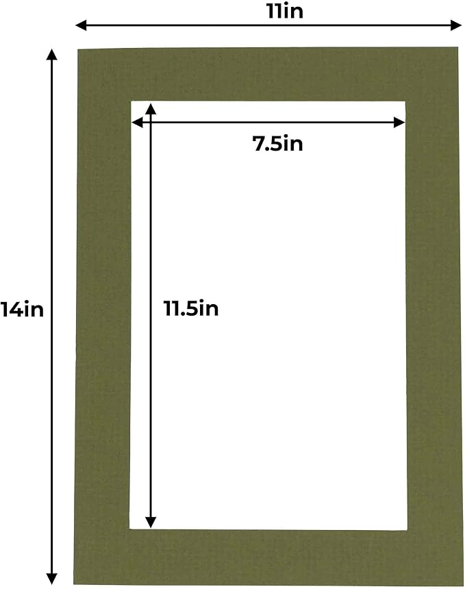 8x12 Mat for 11x14 Frame - Precut Mat Board Acid-Free Dill Green 8x12 Photo Matte Made to Fit a 11x14 Picture Frame, Premium Matboard for Family Photos, Show Kits, Art, Picture Framing, Pack of 1 Mat - Image 4