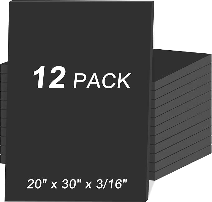 12 Pack Black Foam Board 20" x 30", 3/16" (5MM) Thick Board Poster Acid-Free Foam Core, Double Sided Foamboard Sheets for Projects, Art, Craft, Presentations and Wedding Signage by MYFAMIREA