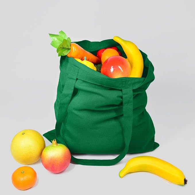 NPBAG 25 Pack 15'' X 16'' Green Cotton Tote Bags, Blank Bulk Cloth bags with 1pc of PTFE Teflon Sheet (M) - Image 3