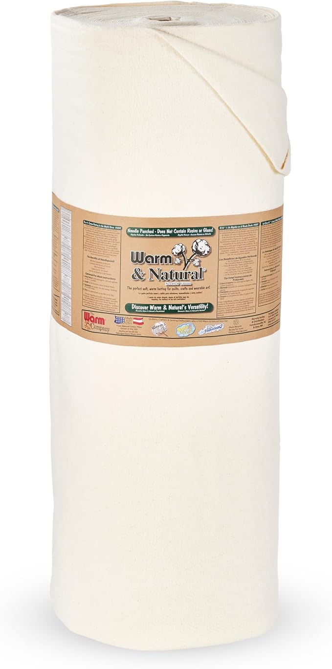 The Warm Company - Warm & Natural Cotton Quilt Batting – 124" x 30 Yard Bolt – Premium Quilt & Craft Batting for Sewing & Quilting Projects by TheWarmCompany