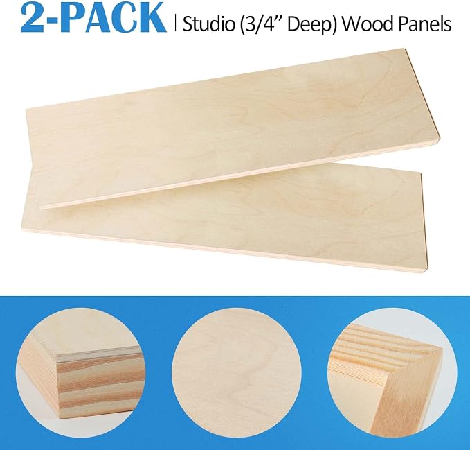 2 Pack 6x24’’ Unfinished Birch Wood Panels Kit for Painting | Studio 3/4’’ Deep Wood Canvas, Cradle Boards for Acrylic Pouring, Art, Crafts, Epoxy Resin, Laser Engraving Cutting - Image 6