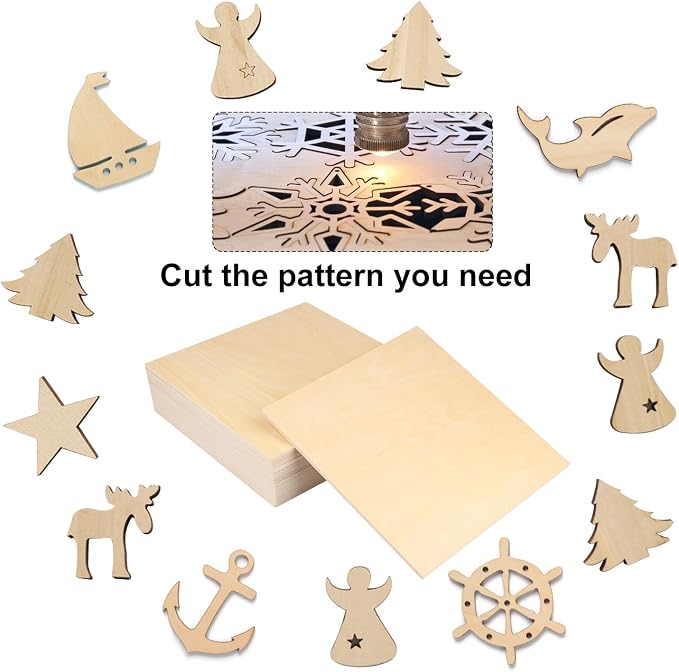 20 PCS 8 Inch Square Basswood Board, Thickness 6 mm, Basswood Sheets, balsa Wood Sheet,Plywood Sheets for Laser, CNC Cutting, Wood Burning, Drawing Painting, Wood Engraving,by GNIEMCKIN - Image 5