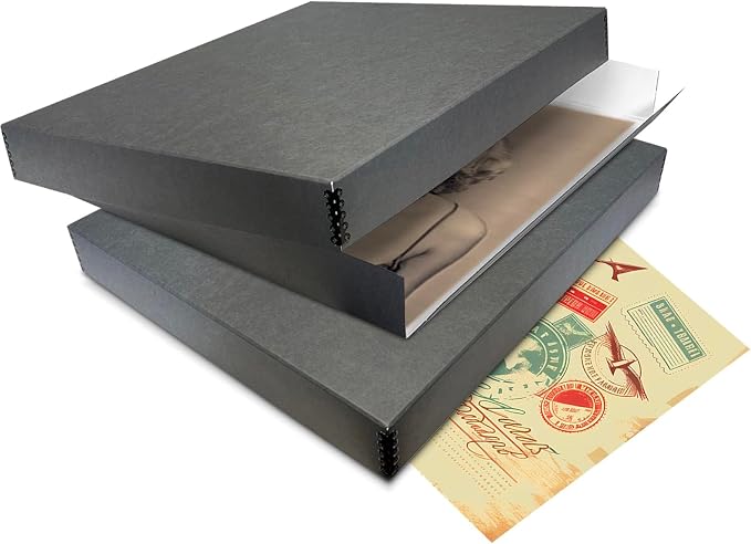 Lineco Museum Archival Storage Box, Drop Front, 20.75x24.75x3 in, Gray | Acid-Free with Metal Edge, Preserves Picture Longevity, Organize Photos, Newspapers, Prints, Documents, Crafts, DIY - Image 9