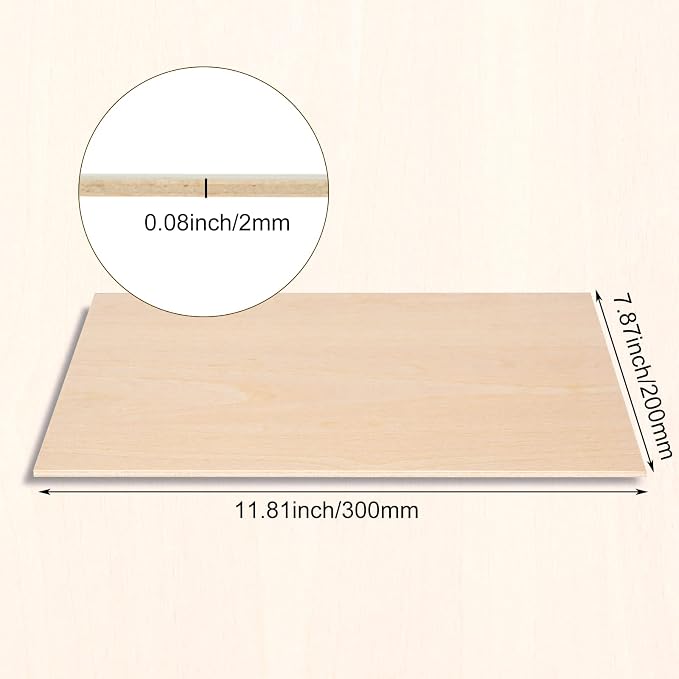 25 Pack 8 x 12 Inch Basswood Sheets, 1/16 Thin Craft Plywood Sheets, Thin & Unfinished Wood Boards for Crafts, Hobby, Model Making, Wood Burning (200x300x2MM) - Image 2