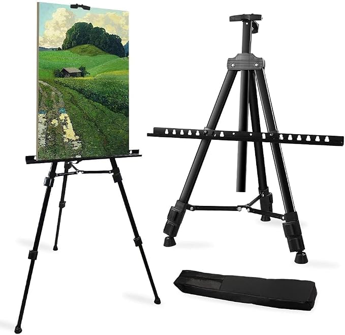 RRFTOK 21-66 Inch Adjustable Art Easel Stand for Painting and Sign, Black | Metal tripod easel with reinforced triangle for poster tripod, sign stand, floor and whiteboard display by RRFTOK
