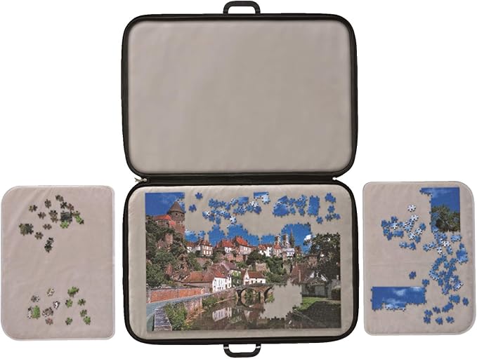 Jumbo, Puzzle Mates, Portapuzzle Deluxe - Standard 1,000 Piece Jigsaw Storage Board Case, Jigsaw Puzzle Accessories, 500-1000 Piece Puzzle Storage | Portable Puzzle Mat with Non-Slip Felt Surface - Premium Leather Puzzle Mat for Puzzles up to 1000 Piec... - Image 5