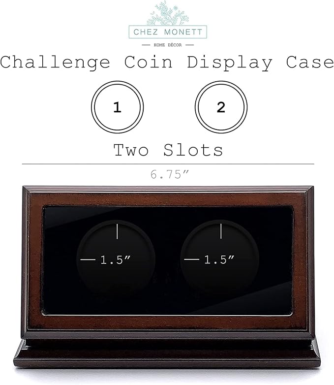 Challenge Coin Display Case 1.5-1.75 Inch 38-44.5 mm Coin Holder 1 Slot (Walnut, 2 Slots) - Image 2