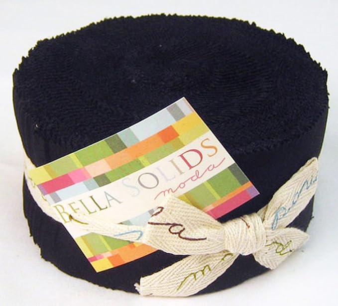Moda Basics Bella Solids Black 9900-99 Jelly Roll, Set of 40 2.5x44-inch (6.4x112cm) Precut Cotton Fabric Strips by Moda+Fabrics