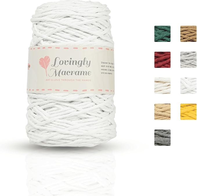 Lovingly Macrame Single Strand Macrame Cord – 3mm Macrame Cord for Handmade Products & DIY Projects - Cotton Cording for Crafts, Dream Catchers, Boho Decor, Plant Hangers - 357ft (109yds) - White - Image 2