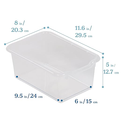 ECR4Kids Scoop Front Storage Bin, Multipurpose Organization, Clear, 5-Piece - Image 2