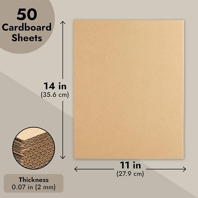 Juvale Corrugated Cardboard Sheets - 11 x 14 in, Brown, 50 Pack - Packing Cardboard Sheets & Backing for Packaging & Art Projects - Image 6