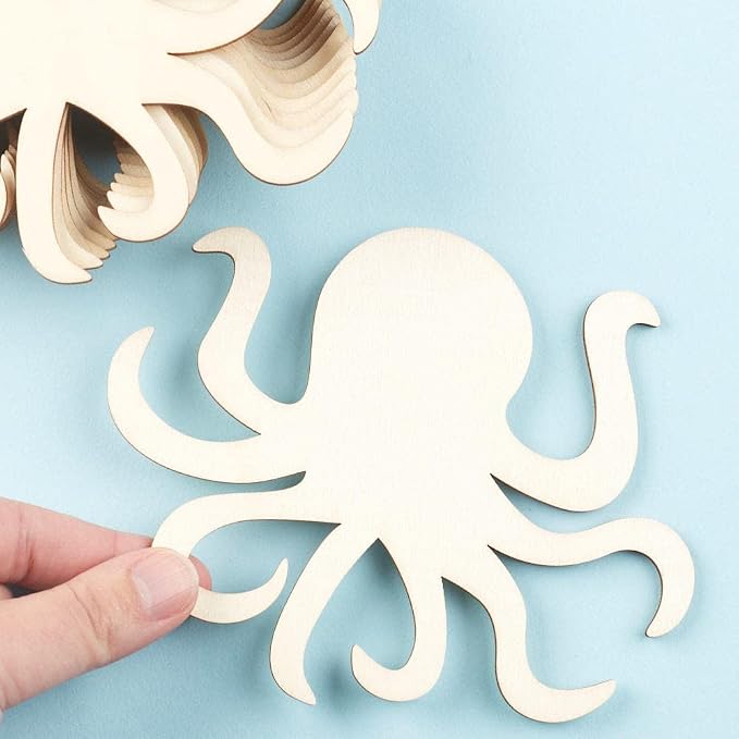 Pack of 24 Unfinished Wood Octopus Cutouts by Factory Direct Craft - Octopus Blank Wooden Sea Coastal Marine Shapes for Crafts (5-1/4" x 4-1/2 ") - Image 3