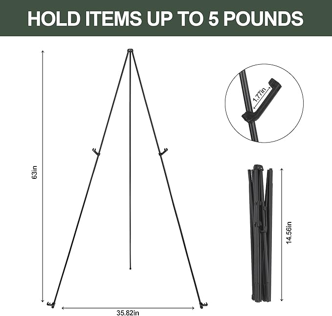 DANMO Easel Stand for Wedding Sign Poster 63'' Instant Display Easel for Floor Adjustable Metal Art Easel Black 3 Pack
