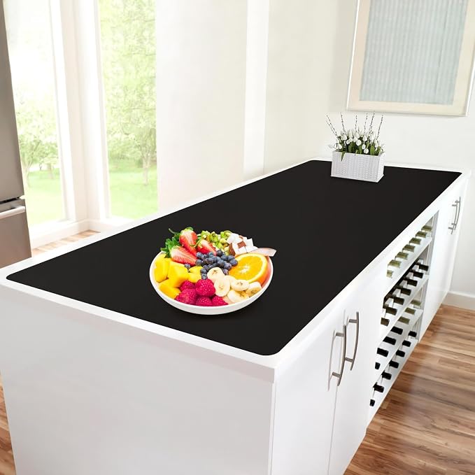 Extra Large Silicone Mat, 96”x36” Heat Resistant Mats for Countertop, Cuttable Waterproof Kitchen Counter Mat, Multipurpose Countertop Protector Mat, Silicone Mats for Kitchen Counter (Black) by QuietHomeEasyLife
