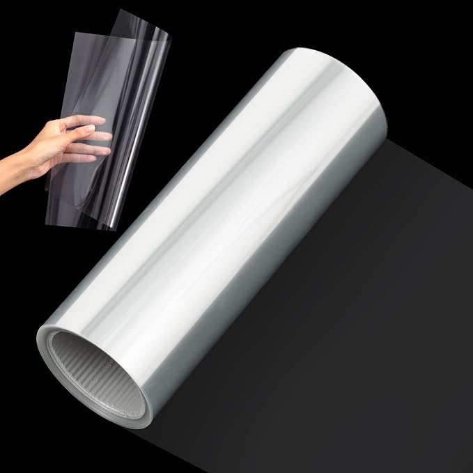 Frienda 12 Inches x 80 ft Rolls 4 Mil Acetale Stencil Sheets for Crafts, Acetate Sheets Reusable for Crafts, Cake Collar Roll for Baking, Stencil Paper Vinyl for Cutting Machines(Clear) by Frienda