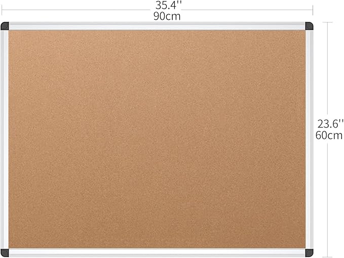 VIZ-PRO Cork Notice Board, 36 X 24 Inches, Silver Aluminium Frame - Image 2