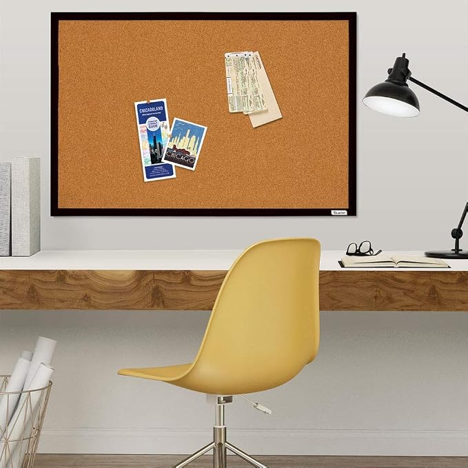 Quartet Cork Bulletin Board, Framed Corkboard, 2' x 3', Black Frame, Message Board, Vision Board (MWDB2436-BK) - Image 2