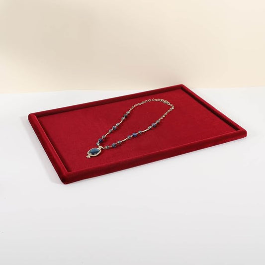 Rectangle Jewelry storage organizer plate, Velvet Jewerly display tray, Empty showcase tray for Necklace Bracelet Ring Earring【Red-Large, 17.7 x 11.8 in 】 by CHISTORJewelrydisplaystands