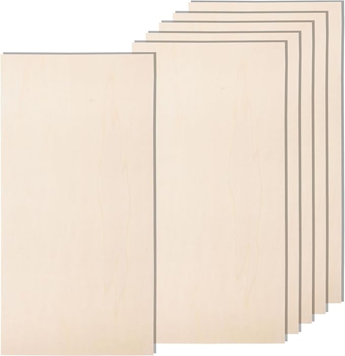 6 Pack 12 x 24 x 1/4 Inch-6mm Thick Basswood Sheets for Crafts Unfinished Plywood Sheets Rectangular Wood Panel Boards for DIY Laser Project, Wood Burning, Engraving, Architectural Models, Staining by AWIZOM