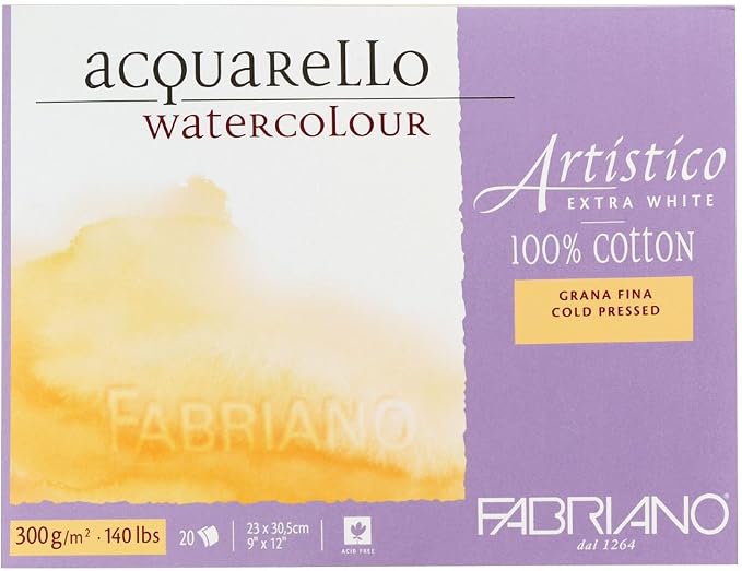 Fabriano Artistico 140 lb. Cold Press 20 Sheet Block 9x12" - Extra White - Image 6