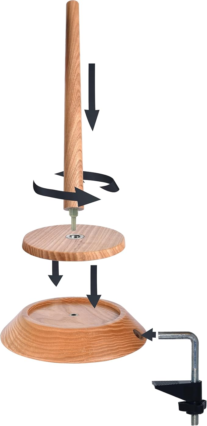 BARVA Yarn Holder 22 Lb Capacity w/Table Clamp for Chunky Yarn | Smooth Bearing Spinner & Big Rubber Anti Slip Pads for Stability | European Wood Crochet Accessories and Pro Tools for Fiber Crafts - Image 4