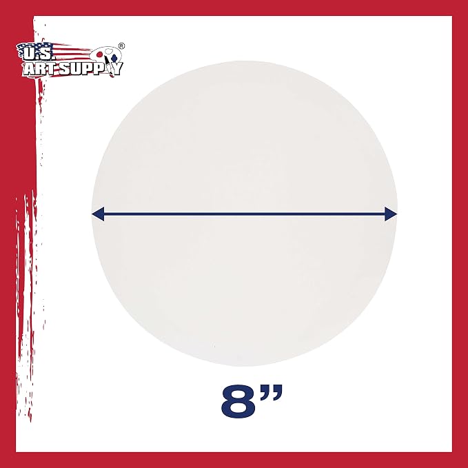 U.S. Art Supply 8 Inch Diameter Round 12 Ounce Primed Gesso Professional Quality Acid-Free Stretched Canvas (Pack of 6) - Image 3