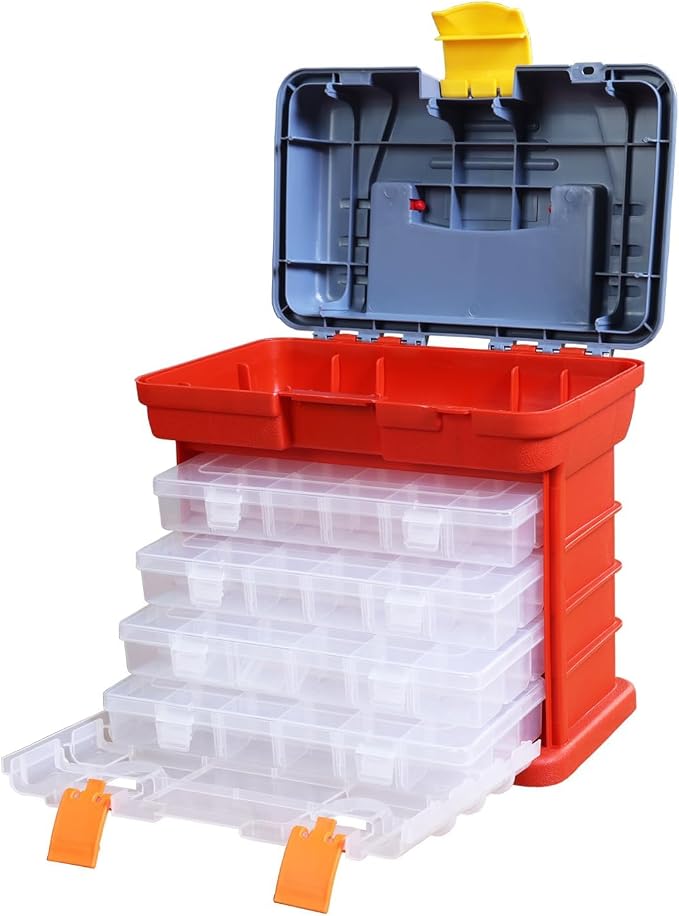 Torin Portable Tool Box, Small Parts Organizer with Drawers, tackle box | Customizable Compartments for Hardware, Fishing Tackle, Beads, or Crafts by Torin