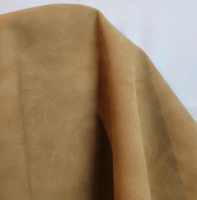 NAT Leathers | Wheat Tumbled Nubuck Calf Soft Faux Vegan Leather PU {Peta Approved Vegan} | 10 Yards (360 x 54) Cut by Yard | Synthetic Pleather 0.9 mm Nappa Vinyl Upholstery | 360"x54" (Wheat Nubuck) - Image 2