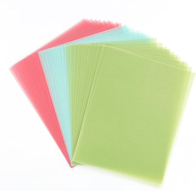 Colored Vellum Paper,30 Sheets 3 Colors Transparent Vellum Paper 4.25x5.5inch Translucent Printable Clear Vellum Sheets for Printing Drawing Ink Jet Laser Printer Arts Crafts Scrapbook Vellum by CYFUNDESIGN