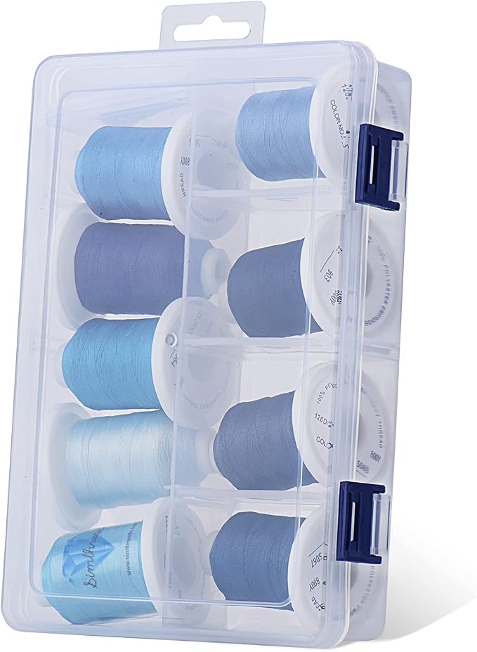 Simthread Embroidery Thread with Storage Box - 800 Yards/Spools | 9 Blue Colors for Embroidery and Sewing Machine - Image 2