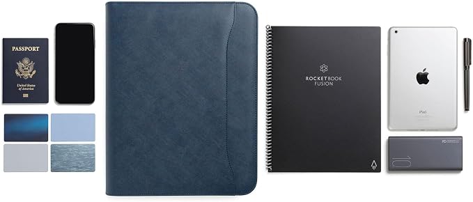 Forevermore Portfolio Binder, 1.5" Permanent 3-Ring, Vegan Leather, Blue - Image 7