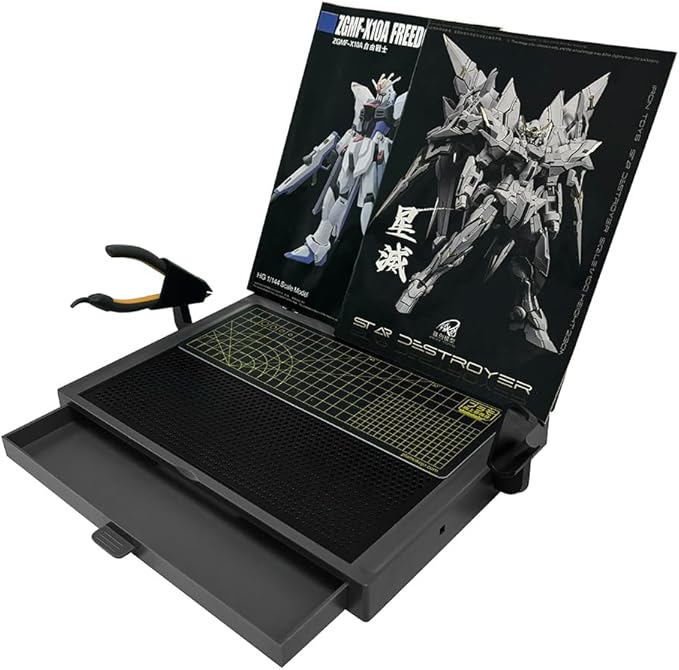 MWK-18 Model Assembly Gundam Model kitsTable Basic, Portable Model Building, Assembly, Cutting Worktable, Work Table with Movable Drawer, Dual Craft Cut Mat, Easy Folds for Storage by PLAMOKOJO