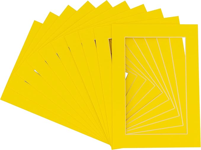 11x14 Mat for 12x18 Frame - Precut Mat Board Acid-Free Show Kit with Backing Board, and Clear Bags Yellow 11x14 Photo Matte Made to Fit a 12x18 Picture Frame Matboard for Framing, Pack of 25 Mats - Image 3