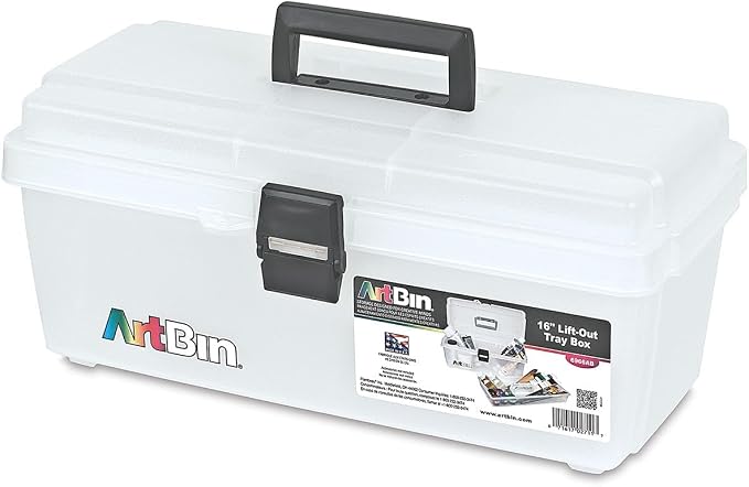 ArtBin 6966AB 16 in. Lift-Out Tray Box, Portable Art & Craft Organizer with Handle and Tray, Clear by ArtBin
