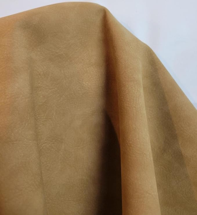 NAT Leathers | Wheat Tumbled Nubuck Calf Soft Faux Vegan Leather PU {Peta Approved Vegan} | 10 Yards (360 x 54) Cut by Yard | Synthetic Pleather 0.9 mm Nappa Vinyl Upholstery | 360"x54" (Wheat Nubuck) by NATLeathers