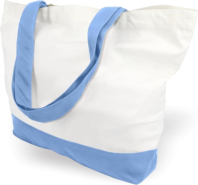 TOPDesign 1-Pack Super Strong Large 12oz Cotton Canvas Tote Bag, Reusable Grocery Shopping Cloth Bag, Fashionable Two-Tone Tote for Crafts, DIY Your Creative Designs by TOPDesign
